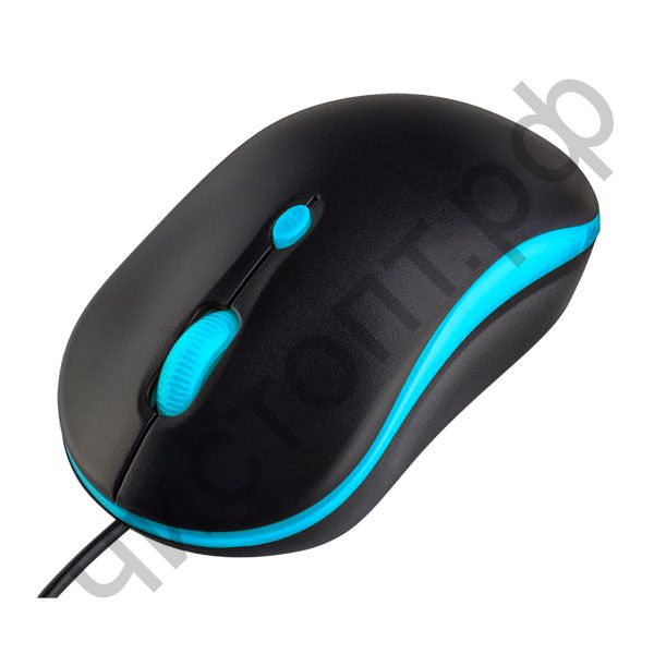 Мышь провод.USB Perfeo "MOUNT", 4 кн, DPI 800-1600, USB, чёрн/голуб.