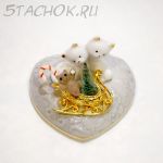 Брошь "Мишка в саночках" (США)