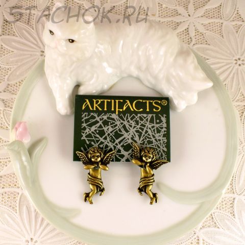 Серьги-половинки "Ангелочки" цвет бронзы (JJ США)