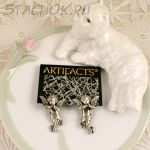 Серьги-половинки "Ангелочки" цвет олова (JJ США)