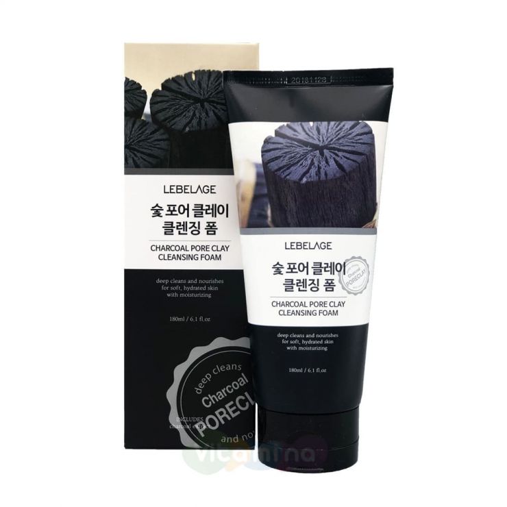 Lebelage Пенка для умывания с древесным углем Charcoal Pore Clay Cleansing Foam, 180 мл