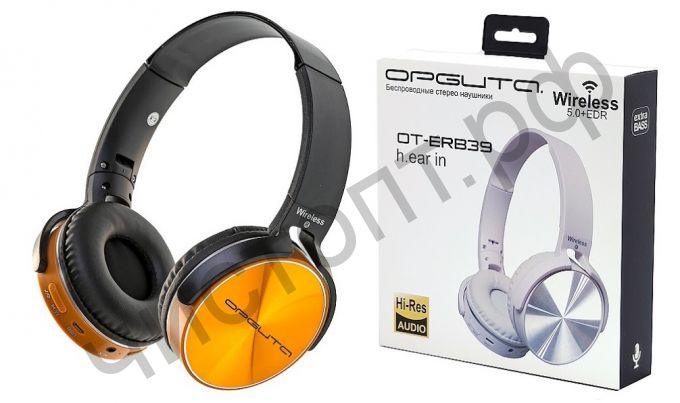 Bluetooth гарнитура стерео OT-ERB39 Золотой(bluetooth,FM,TF ,аккум ) полноразмер