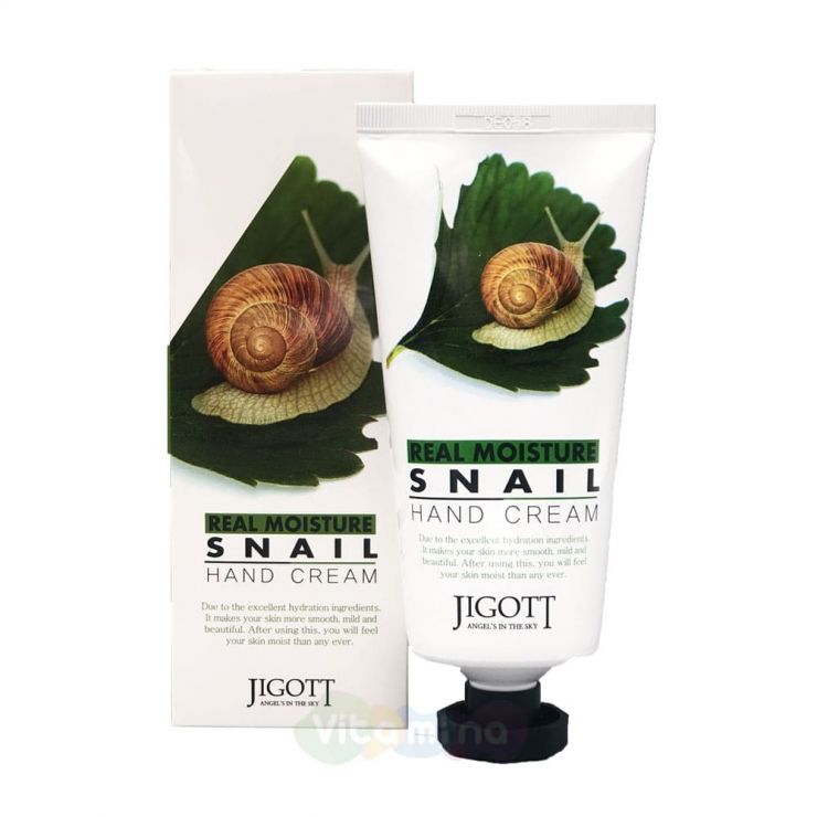 Jigott Крем для рук с муцином улитки Real Moisture Snail Hand Cream, 100 мл