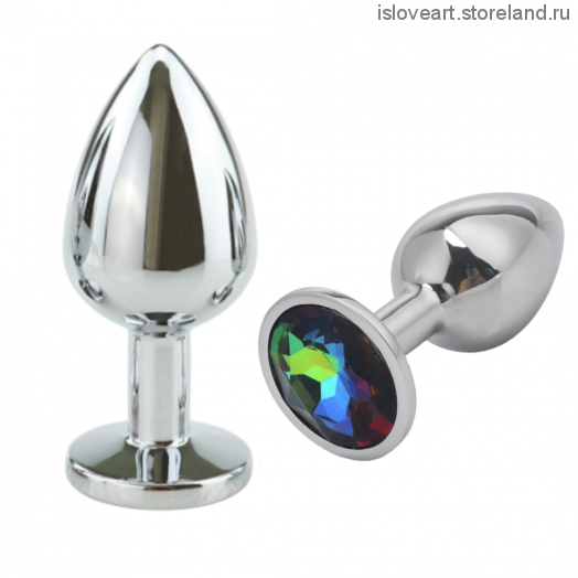 SILVER PLUG LARGE (втулка анальная)  металл L 70 мм, D 27 мм цвет кристалла перламутр