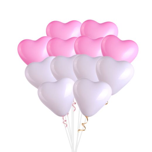 Акция! 25 бело-розовых сердец!