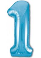 Цифра "1" фольгированная (40/102) Slim холодный голубой