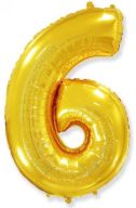 Цифра "6" фольгированная (40/102) Золото