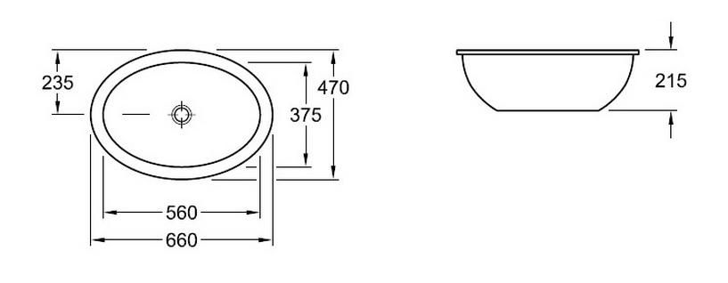 Раковина Villeroy&Boch Loop&Friends 61613001 66x37,5 схема 3