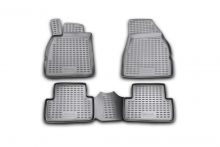 Коврики в салон RENAULT Megane II 2002-2009, 4 шт. (полиуретан, серые)