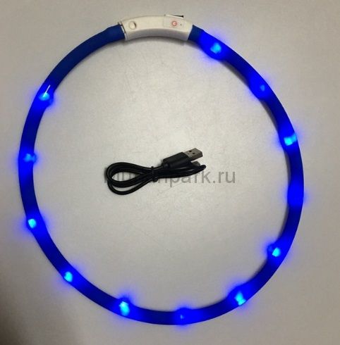 USB ошейник светящийся синий