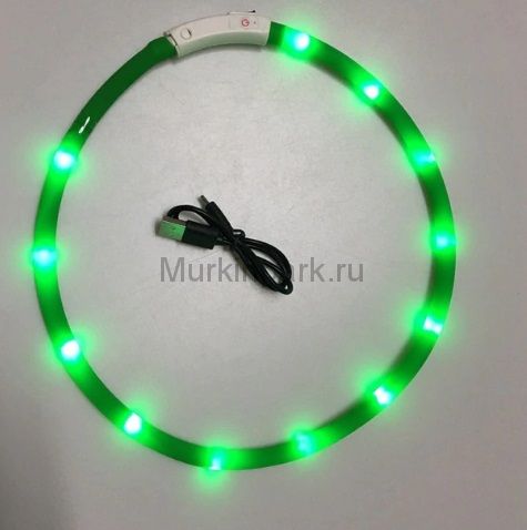 USB ошейник светящийся зеленый
