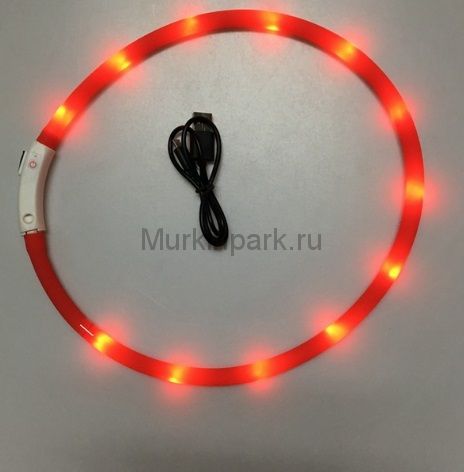 USB ошейник светящийся красный