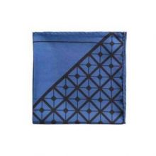 Английский нагрудный платок Диагональ Черный и синий   DIAGONAL SQUARE BLACK BLUE SILK POCKET SQUARE