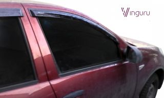 Дефлекторы окон Vinguru Renault Sandero 2010-2014 накладные скотч к-т 4 шт.,материал ПК, шт