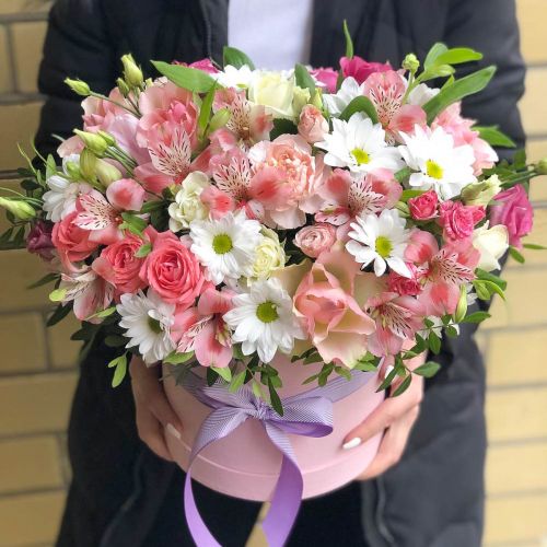 Букет из хризантем и альстромерий "Тёплый день"