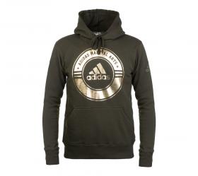 Толстовка Adidas с капюшоном (Худи) Combat Sport Hoody Martial Arts зелено-золотая, размер XXL, артикул adiCSH05MA