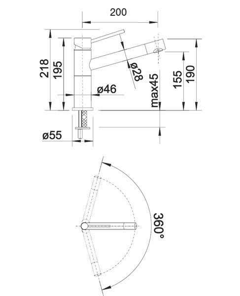 Смеситель Blanco Alta 515334 схема 3