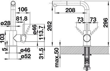 Смеситель Blanco Mila 524214 схема 4