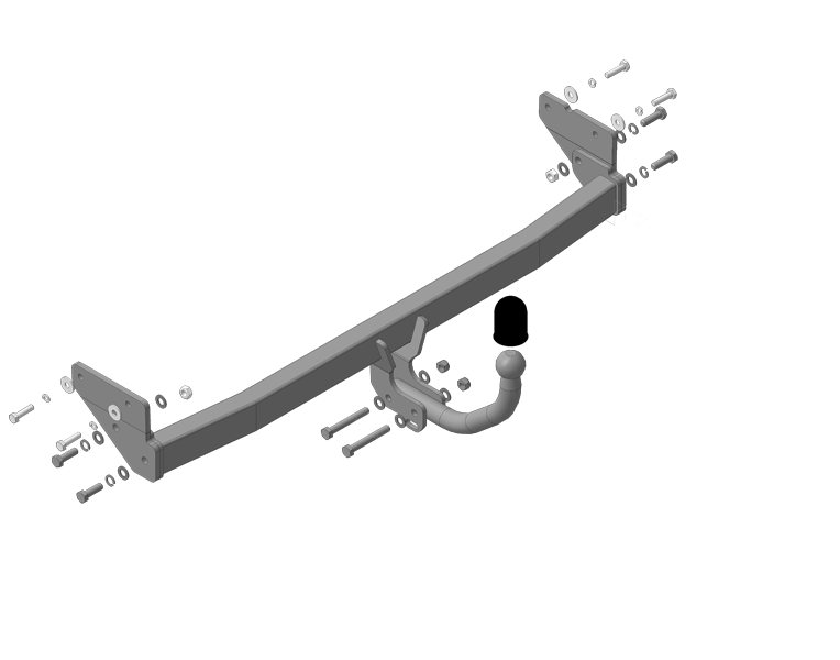 Фаркоп "Motodor" с оцинкованным шаром Hyundai Creta 2016- без выреза в бампере. Тип шара: A. Нагрузки: 1300/75 кг