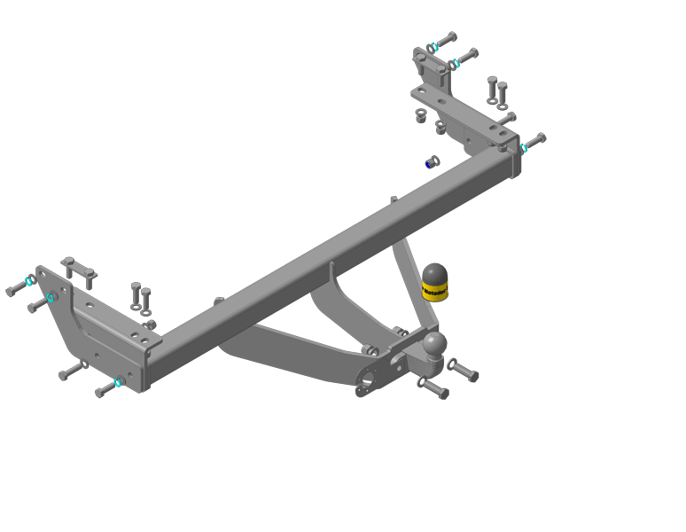 Фаркоп "Motodor" с оцинкованным шаром Toyota Hilux 2015- без выреза в бампере. Тип шара: F. Нагрузки: 2900/120 кг