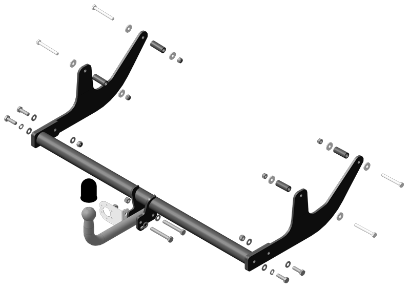 Фаркоп "Motodor" с оцинкованным шаром Лада Ларгус 2012-, Лада Ларгус Cross 2012- Тип шара: A. Нагрузки: 1300/75 кг