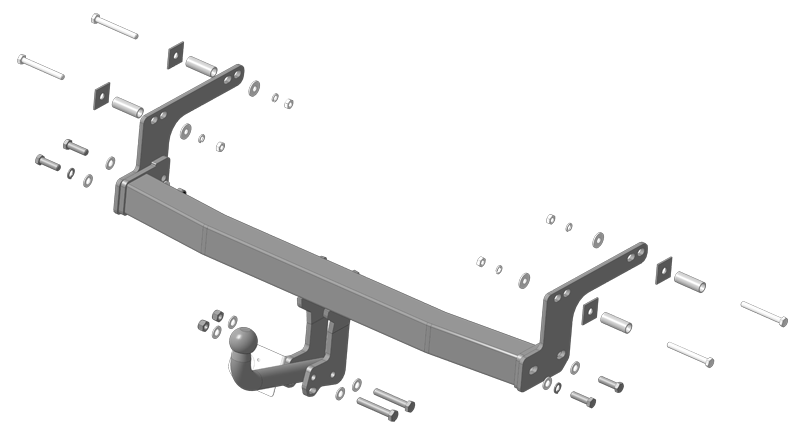 Фаркоп "Motodor" с оцинкованным шаром Nissan Terrano 2014-, Renault Duster 2015- Требуется подрезка бампера. Тип шара: A. Нагрузки: 1500/75 кг