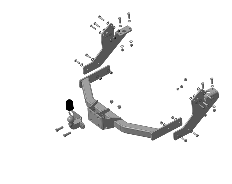 Фаркоп "Motodor" с оцинкованным шаром Газель NEXT цельно металлический фургон 2016- Тип шара: F. Нагрузки: 2500/120 кг
