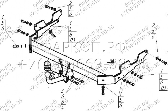 Фаркоп "Motodor" с оцинкованным шаром Mazda CX-5 2012-2017, CX-5 2 2017- без выреза в бампере. Тип шара: A. Нагрузки: 1500/75 кг