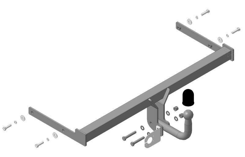 Фаркоп "Motodor" с оцинкованным шаром Volkswagen Polo седан 2010- необходима подрезка бампера. Тип шара: A. Нагрузки: 1000/75 кг