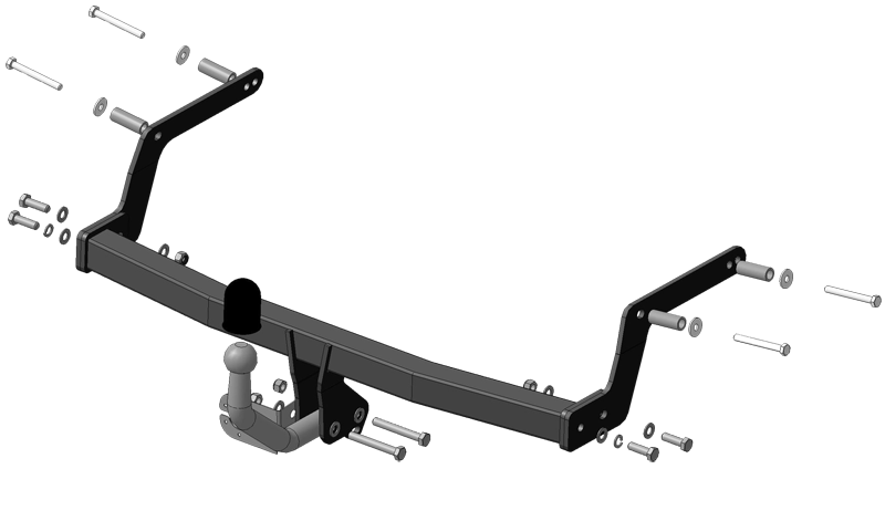 Фаркоп "Motodor" с оцинкованным шаром Renault Logan II седан 2014-, Renault Sandero 2014- без выреза в бампере. Тип шара: A. Нагрузки: 1100/75 кг