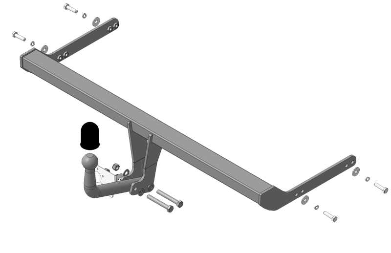 Фаркоп "Motodor" с оцинкованным шаром Skoda Rapid 2012- требуется подрезка бампера. Тип шара: A. Нагрузки: 1500/75 кг