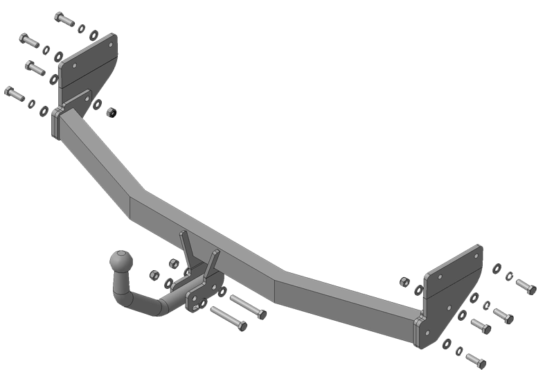 Фаркоп "Motodor" с оцинкованным шаром Hyundai Solaris II седан 2017-, Kia Rio IV 2017- крепление шара на двух болтах