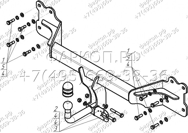 Фаркоп "Motodor" с оцинкованным шаром Audi Q7 2015- необходима подрезка бампера. Тип шара: A. Нагрузки: 1500/75 кг