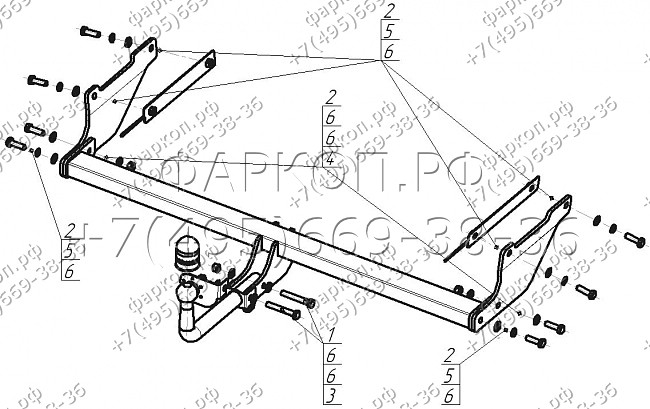 Фаркоп "Motodor" с оцинкованным шаром Ford Focus III универсал 2011-2019 без выреза в бампере. Тип шара: A. Нагрузки: 1200/75 кг