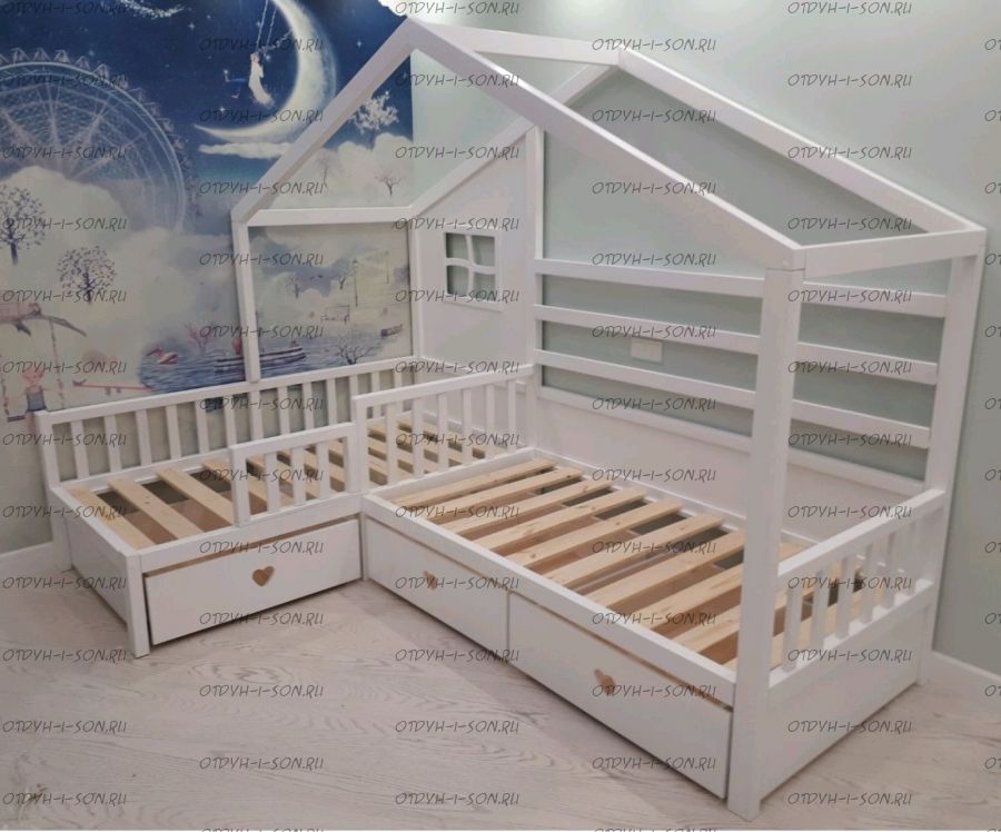 Кровать Домик угловой Fairy Land №30 (для двоих детей)