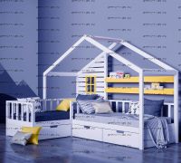 Кровать Домик угловой Fairy Land №33 (для двоих детей)