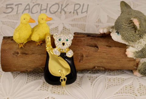 Брошь "Мишка в рюкзачке" (США)