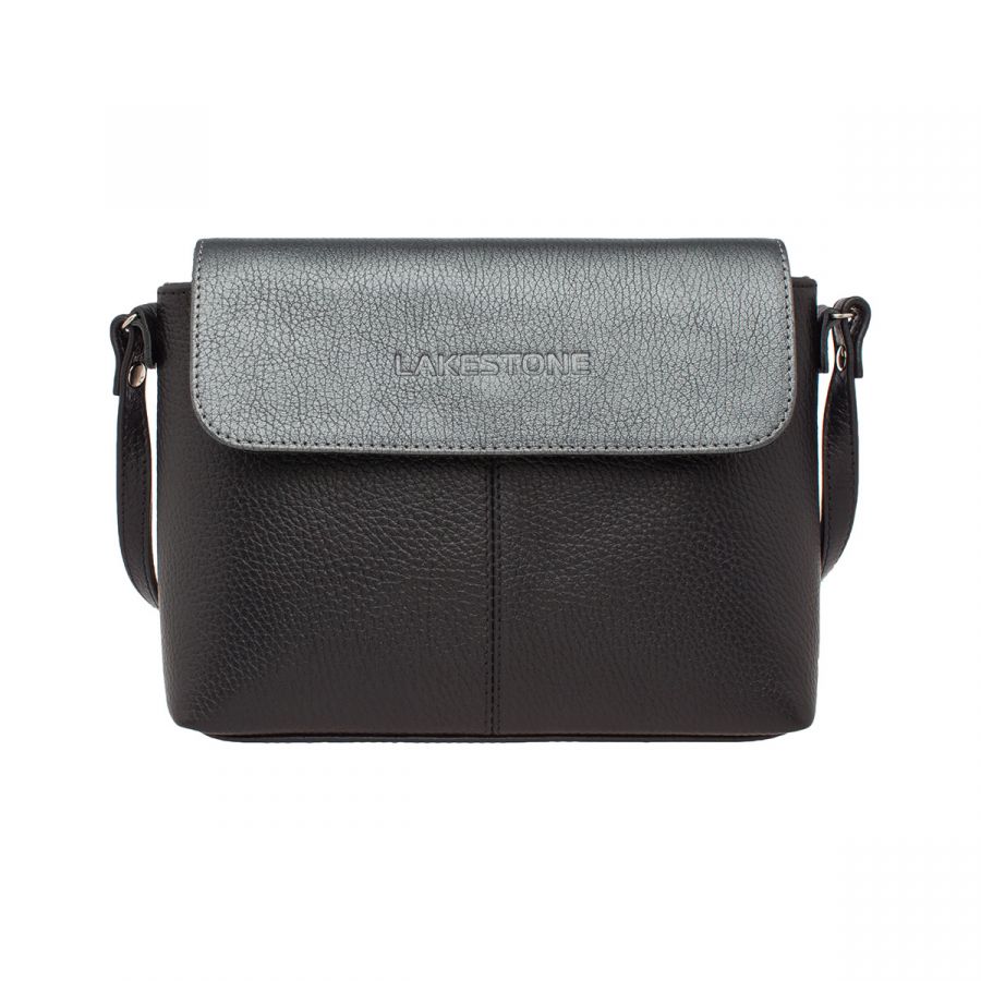 Женская кожаная сумка Lakestone Gilda Black/Grey
