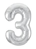 Цифра "3" фольгированная (40/102) Slim cеребрянный