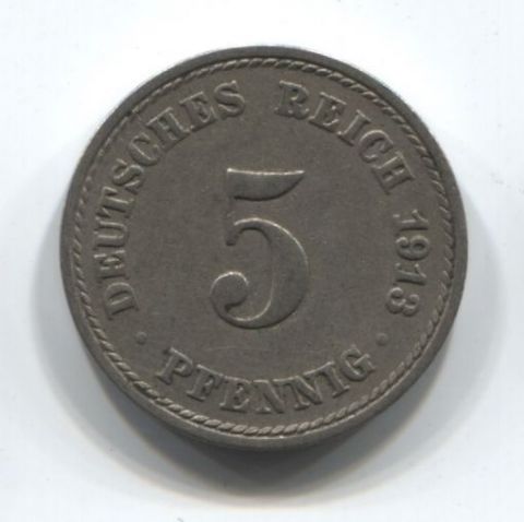 5 пфеннигов 1913 года Германия
