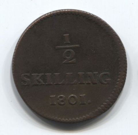 1/2 скиллинга 1801 года Швеция