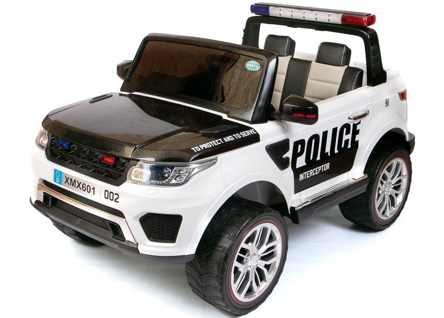 4212. Детский электромобиль Land Rover HAPPER "Полиция" белочёрный