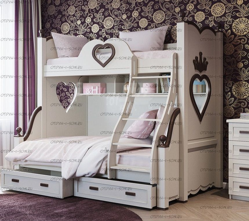 Кровать двухъярусная Принцесса №K07