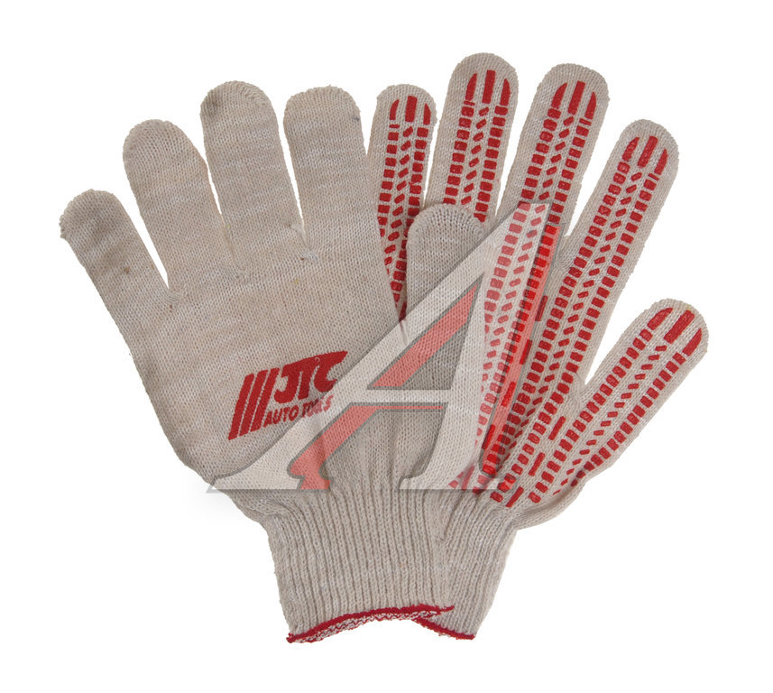 Перчатки х/б с ПВХ 10 класс белые (логотип JTC) 52г JTC