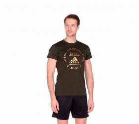 Футболка Adidas The Brand With The Three Stripes T-Shirt Boxing зелено-золотая, артикул adiCL01B