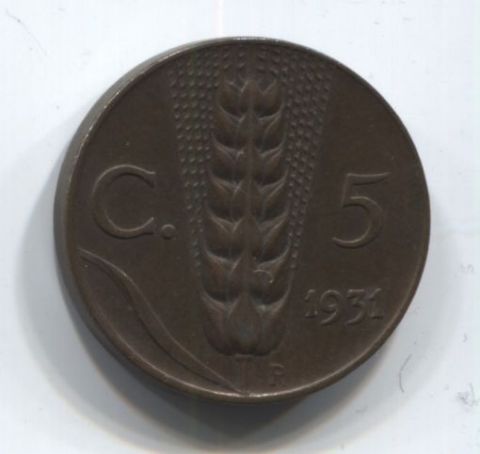 5 чентезимо 1931 года Италия XF