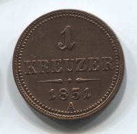 1 крейцер 1851 года  Австрия
