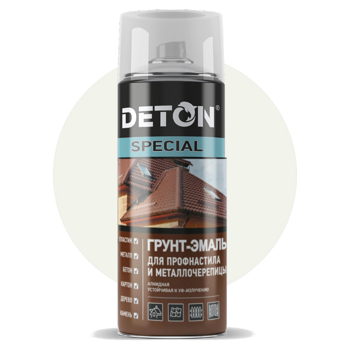 Deton Special Грунт-эмаль алкидная RAL Professional, название цвета "Белый транспортный", RAL9016, в аэрозольном баллоне, объем 520мл.