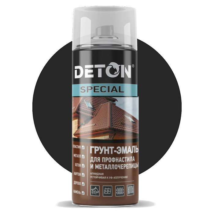 Deton Special Грунт-эмаль алкидная RAL Professional, название цвета "Черный", RAL9005, в аэрозольном баллоне, объем 520мл.