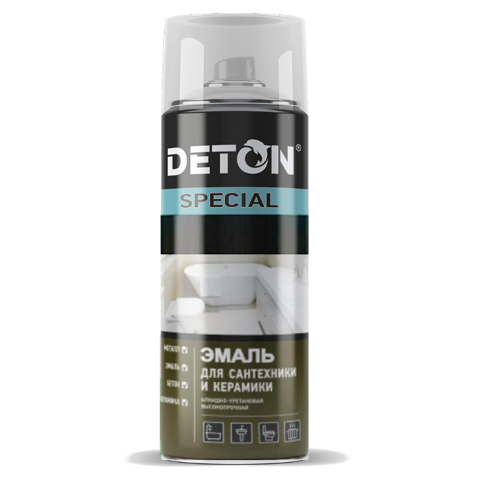 Deton Special Эмаль для ванн и керамики, название цвета "Белый", в аэрозольном баллоне, объем 520мл.